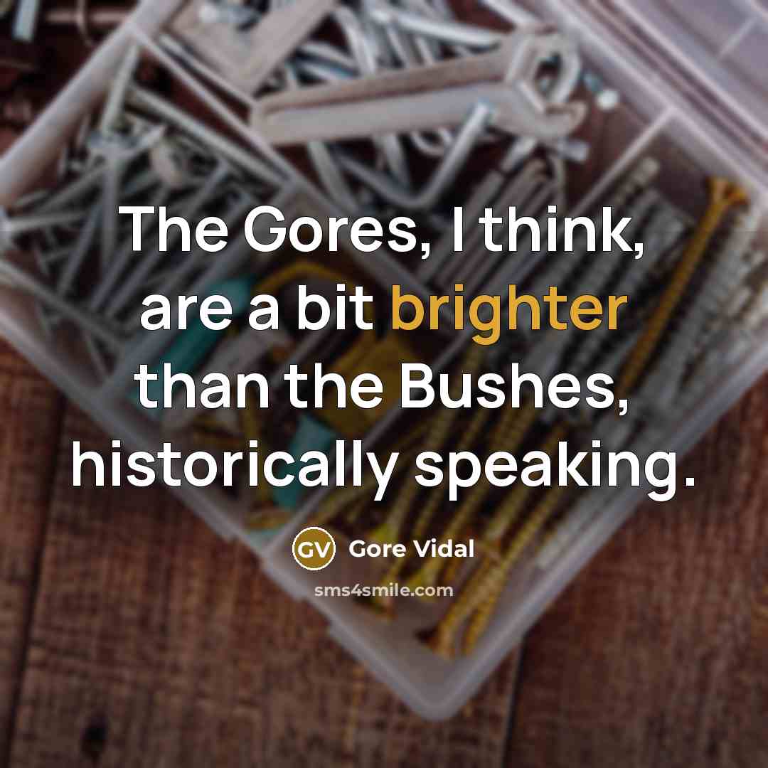 “The Gores, I think, are a bit brighter than the Bushes, historically speaking.” quote by Gore Vidal
