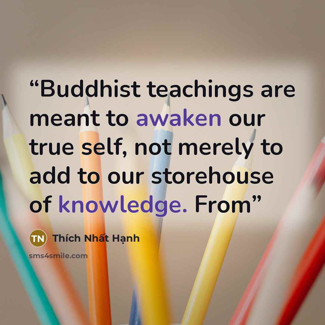 “Buddhist teachings are meant to awaken our true self, not merely to add to our storehouse of knowledge. From” quote by Thich Nhat Hanh