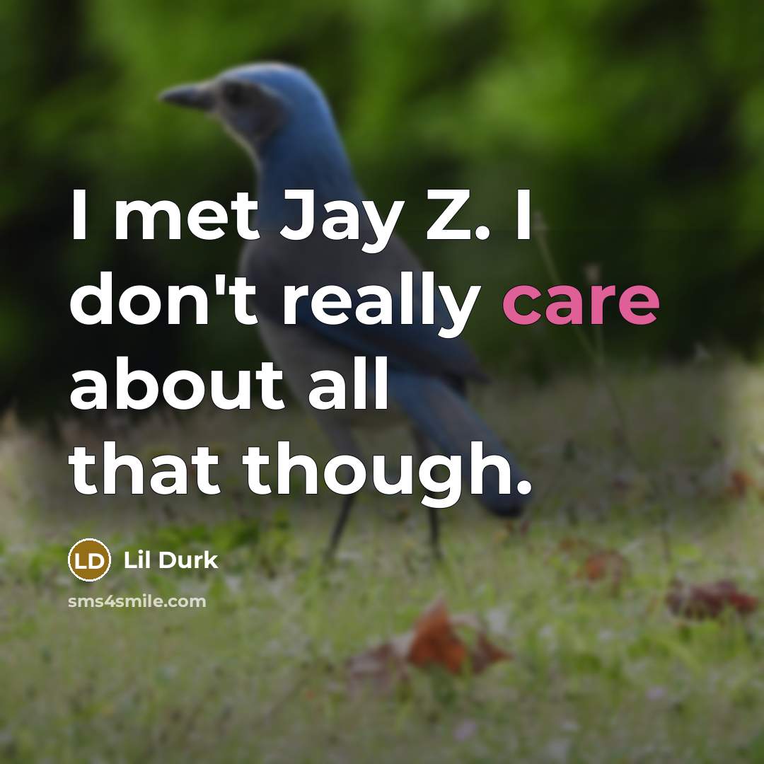 “I met Jay Z. I don't really care about all that though.” quote by Lil Durk