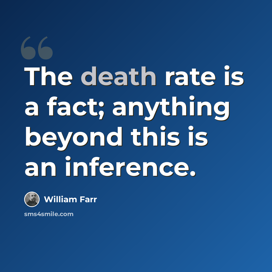“The death rate is a fact; anything beyond this is an inference.” quote by William Farr