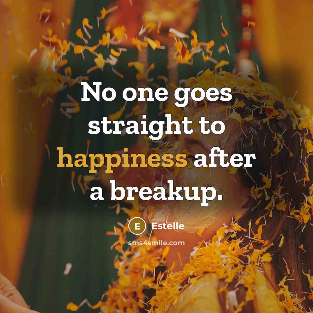 “No one goes straight to happiness after a breakup.” quote by Estelle