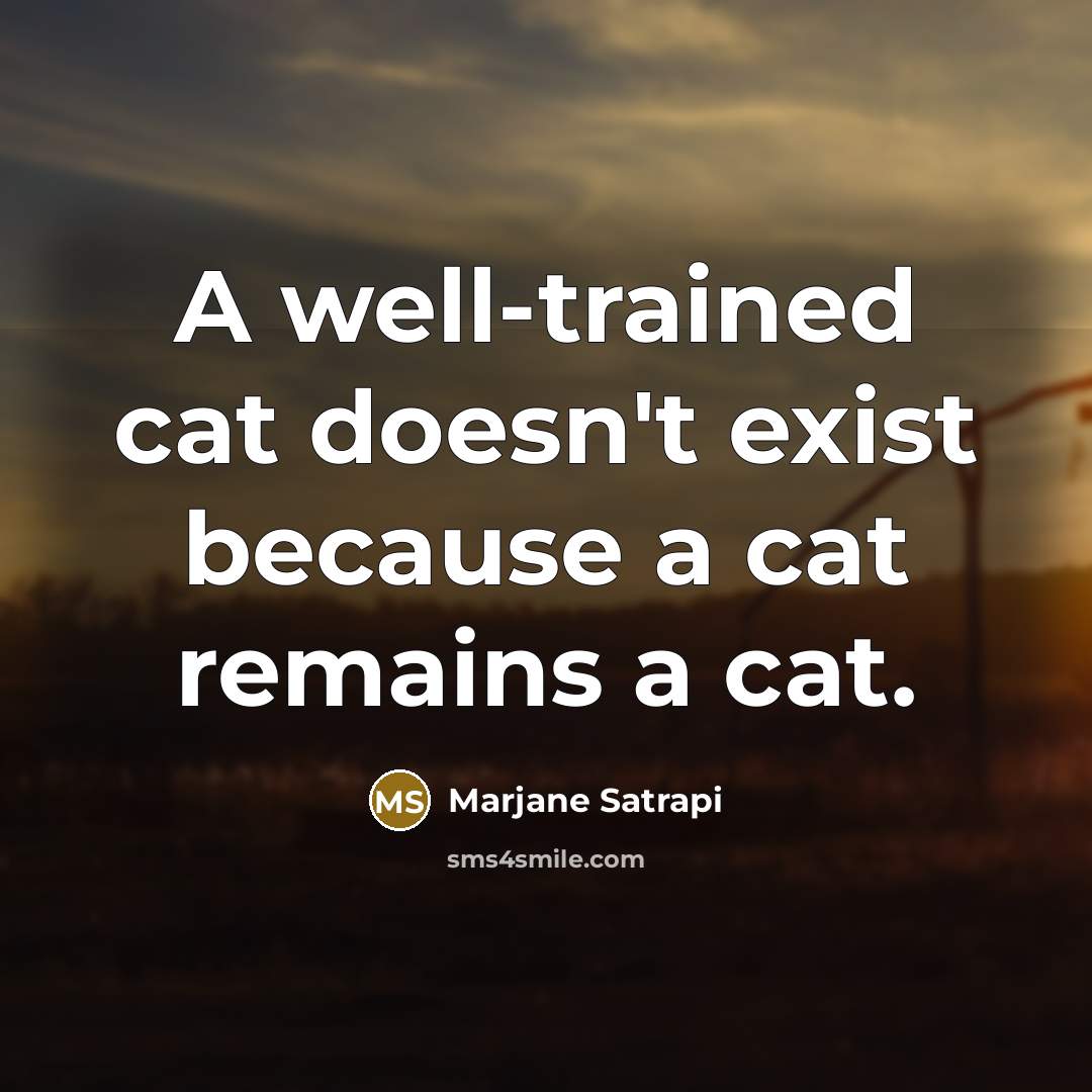 “A well-trained cat doesn't exist because a cat remains a cat.” quote by Marjane Satrapi