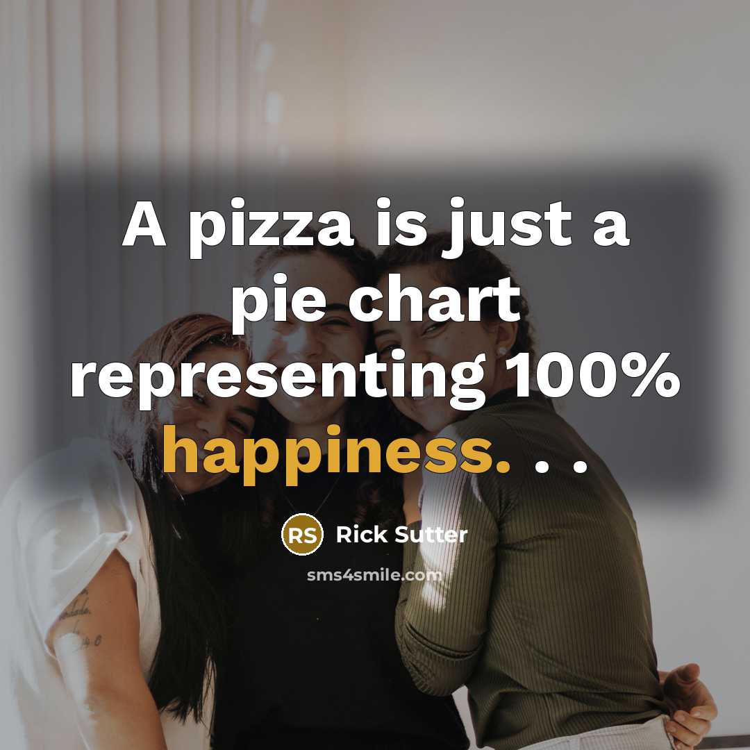 “A pizza is just a pie chart representing 100% happiness. . .” quote by Rick Sutter