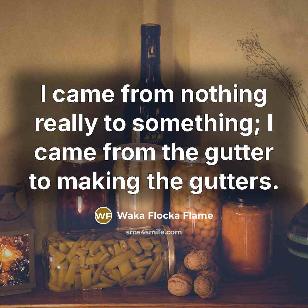 “I came from nothing really to something; I came from the gutter to making the gutters.” quote by Waka Flocka Flame