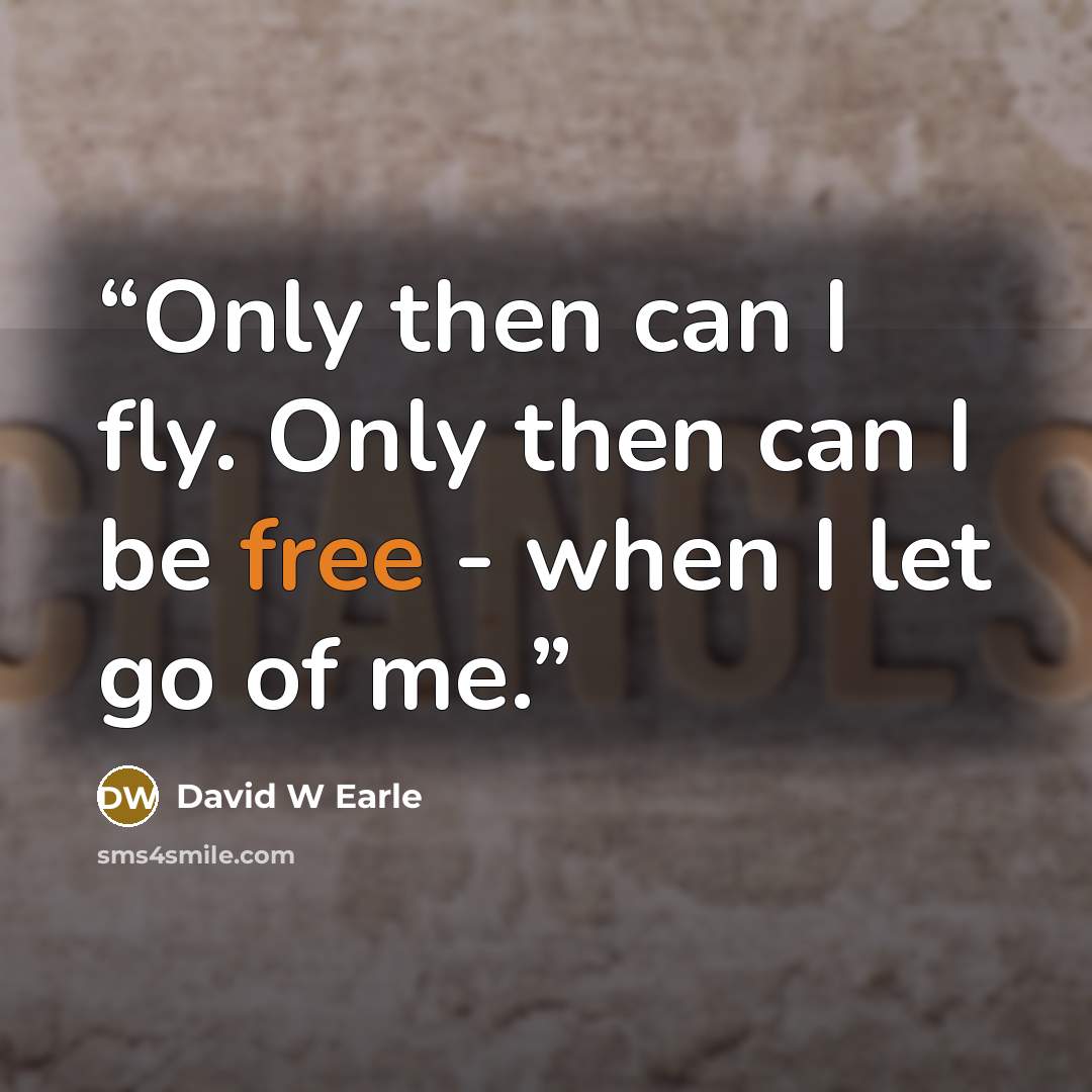 “Only then can I fly. Only then can I be free - when I let go of me.” quote by David W Earle