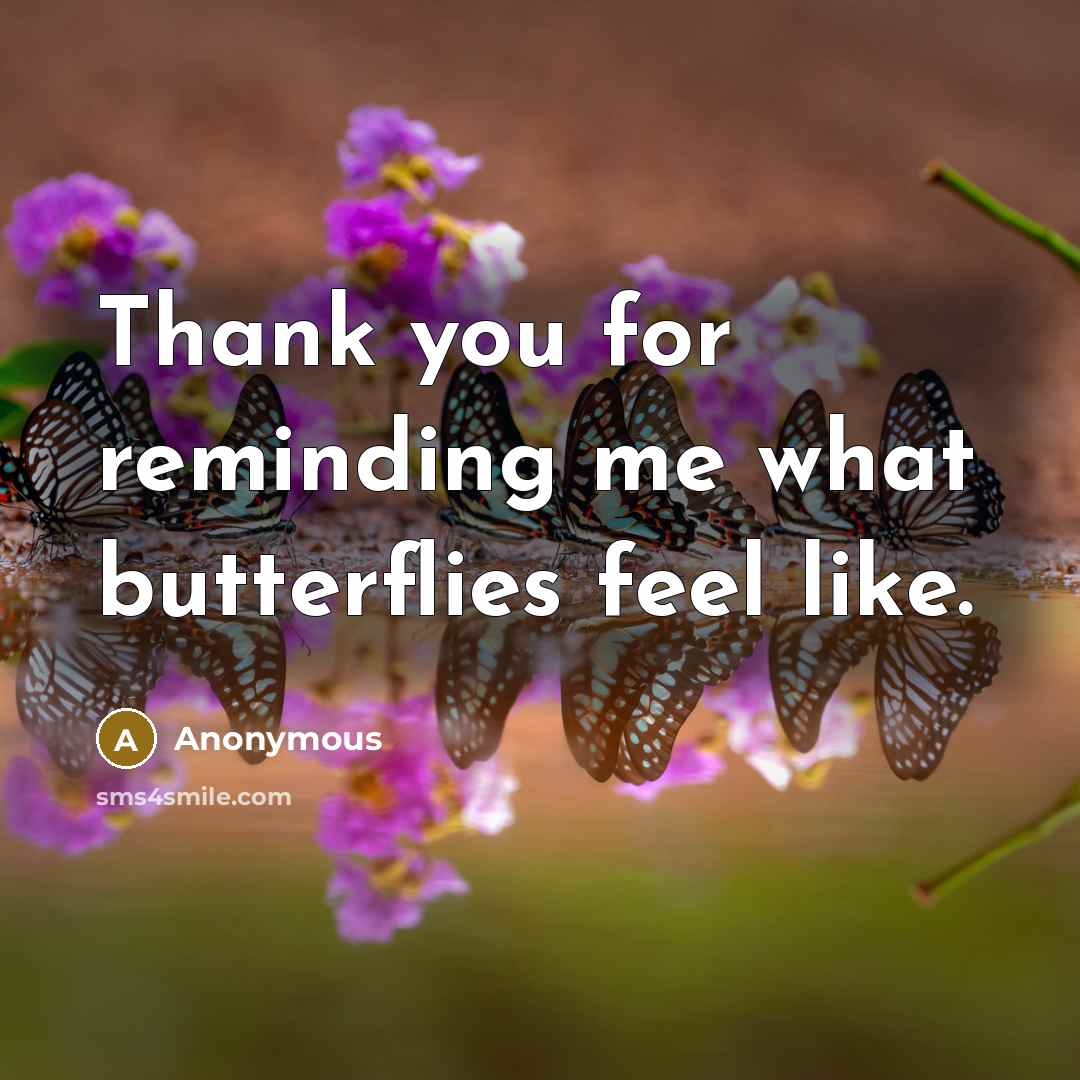 “Thank you for reminding me what butterflies feel like.” quote by Anonymous