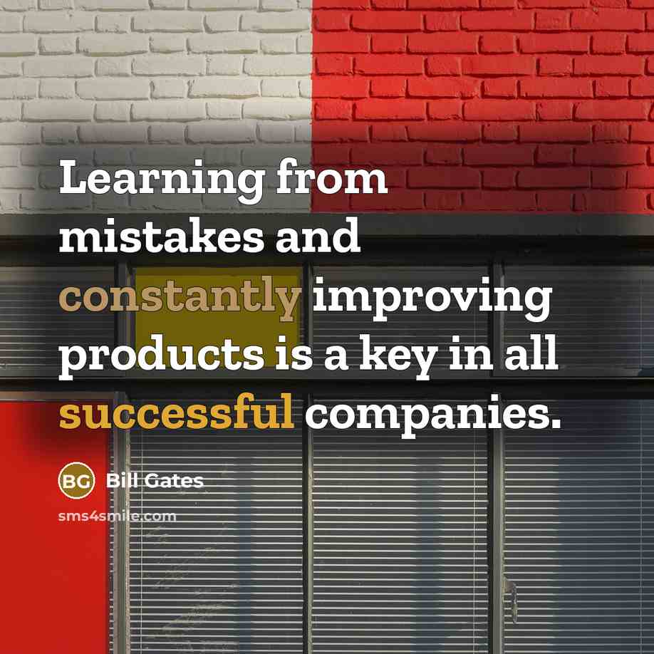 “Learning from mistakes and constantly improving products is a key in all successful companies.” quote by Bill Gates