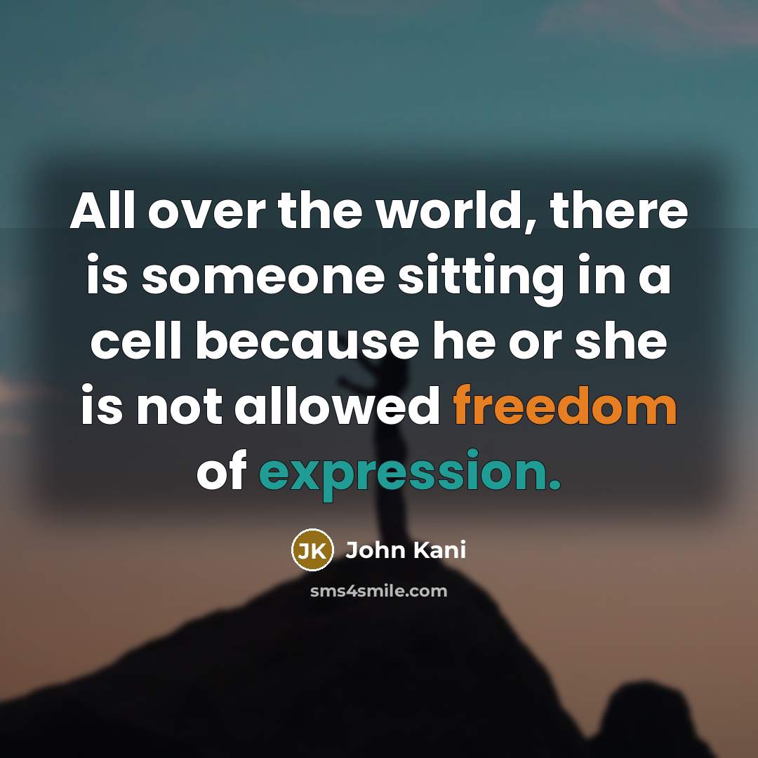“All over the world, there is someone sitting in a cell because he or she is not allowed freedom of expression.” quote by John Kani