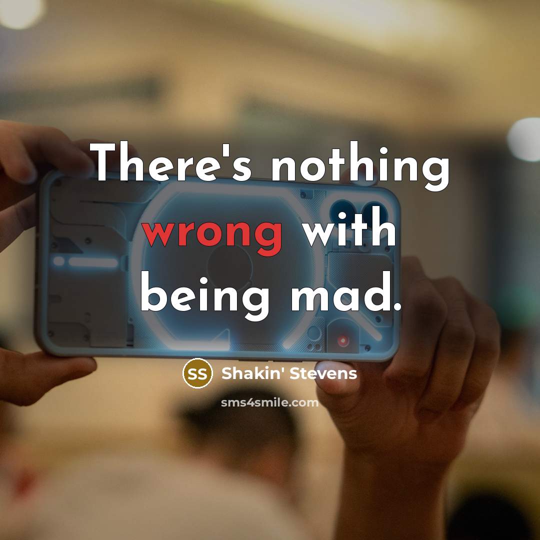 “There's nothing wrong with being mad.” quote by Shakin' Stevens