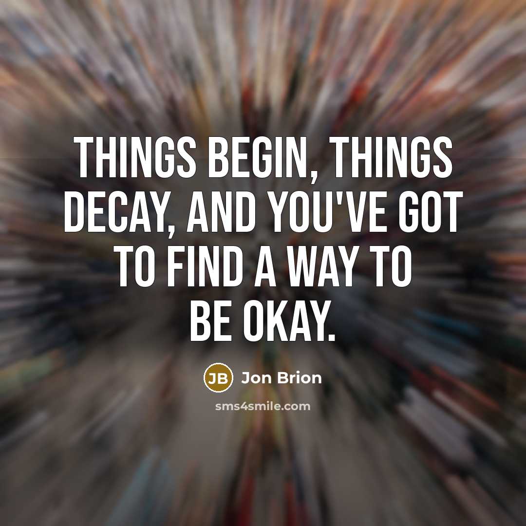 “Things begin, things decay, and you've got to find a way to be okay.” quote by Jon Brion