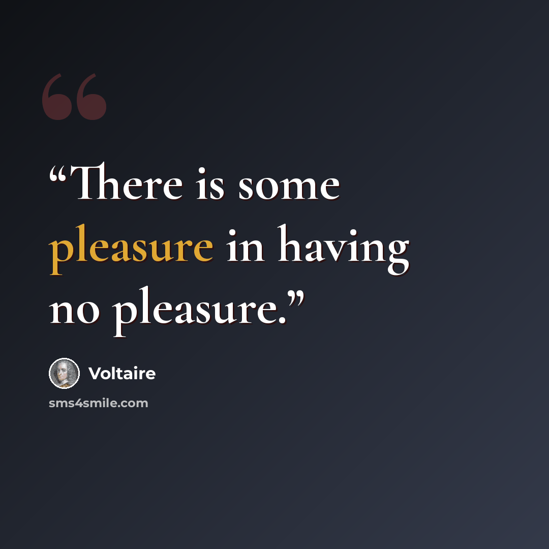 “There is some pleasure in having no pleasure.” quote by Voltaire