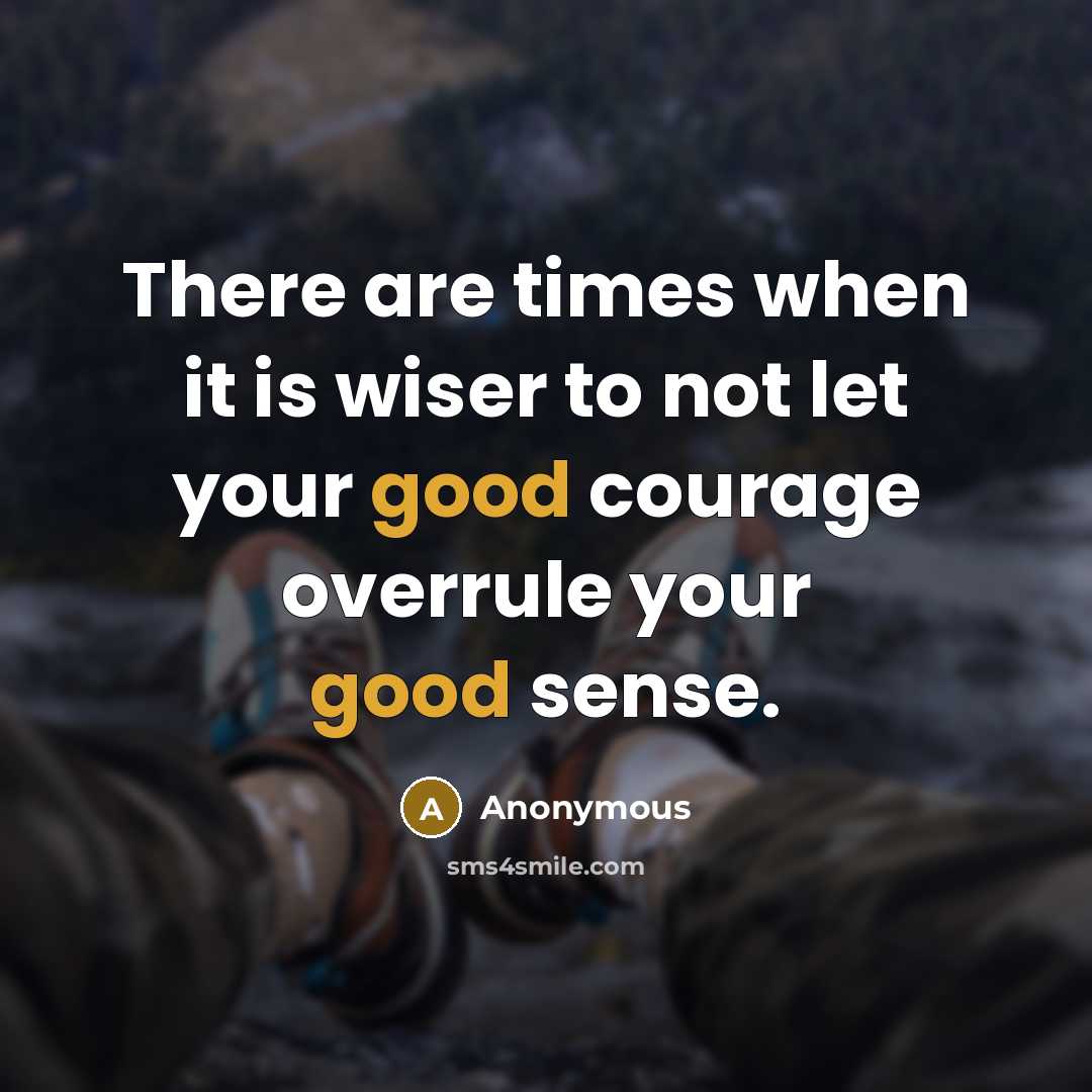 “There are times when it is wiser to not let your good courage overrule your good sense.” quote by Anonymous