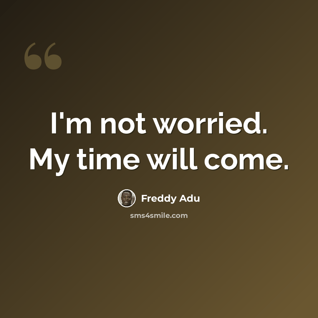 “I'm not worried. My time will come.” quote by Freddy Adu