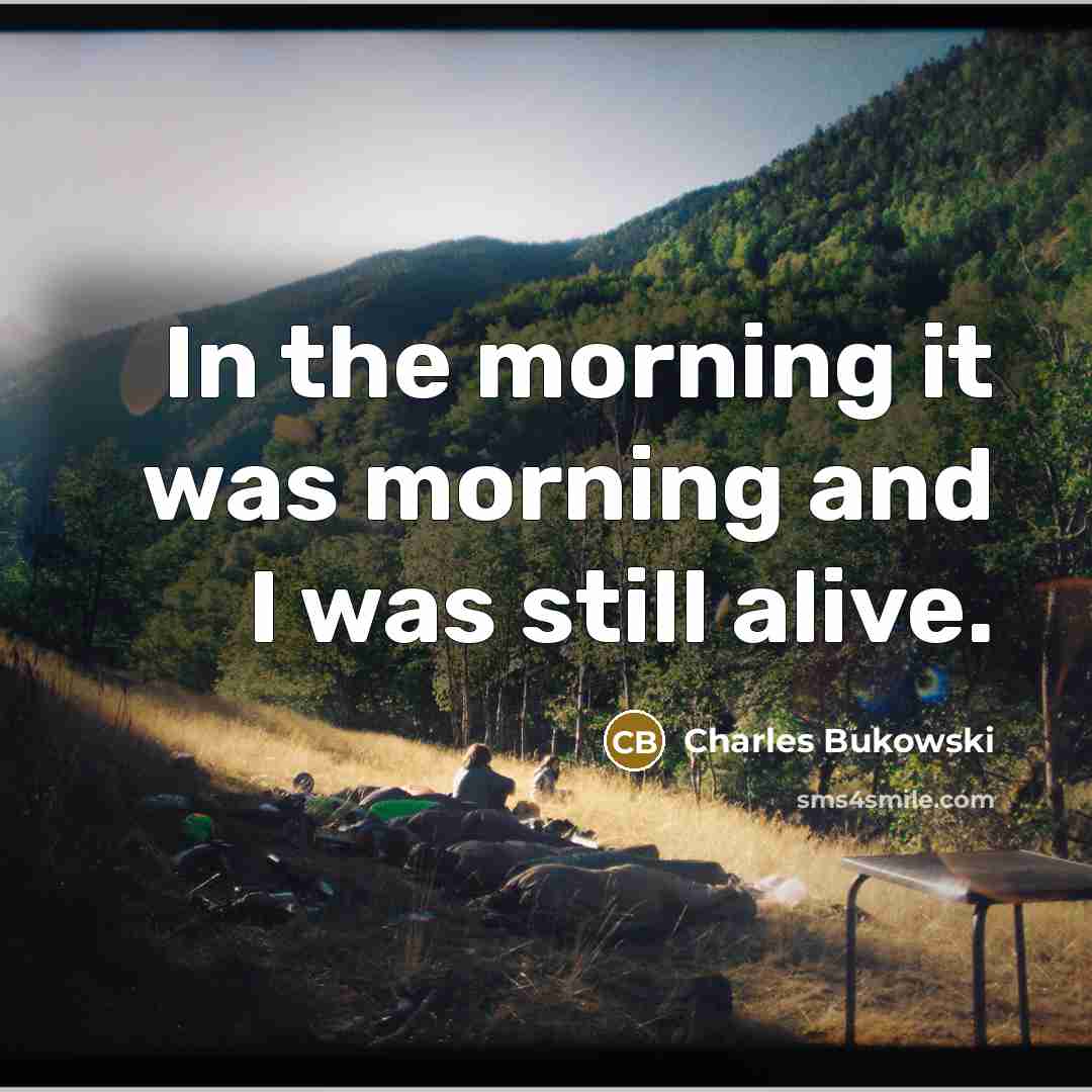 “In the morning it was morning and I was still alive.” quote by Charles Bukowski