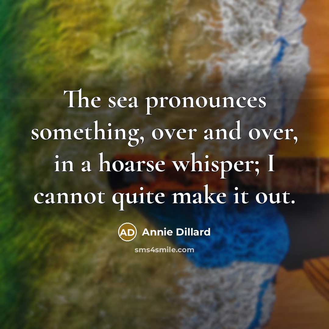 “The sea pronounces something, over and over, in a hoarse whisper; I cannot quite make it out.” quote by Annie Dillard