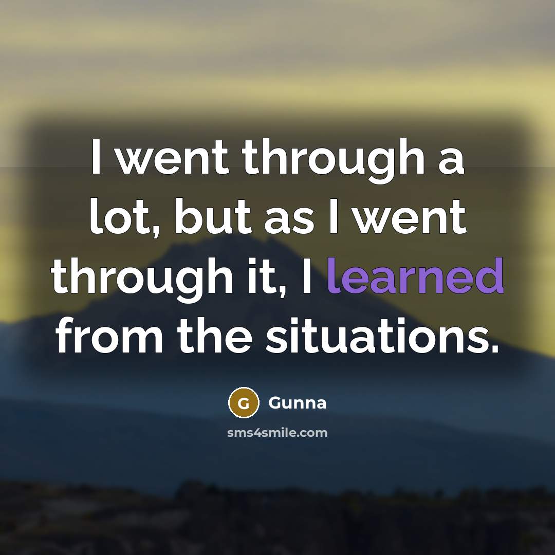 “I went through a lot, but as I went through it, I learned from the situations.” quote by Gunna