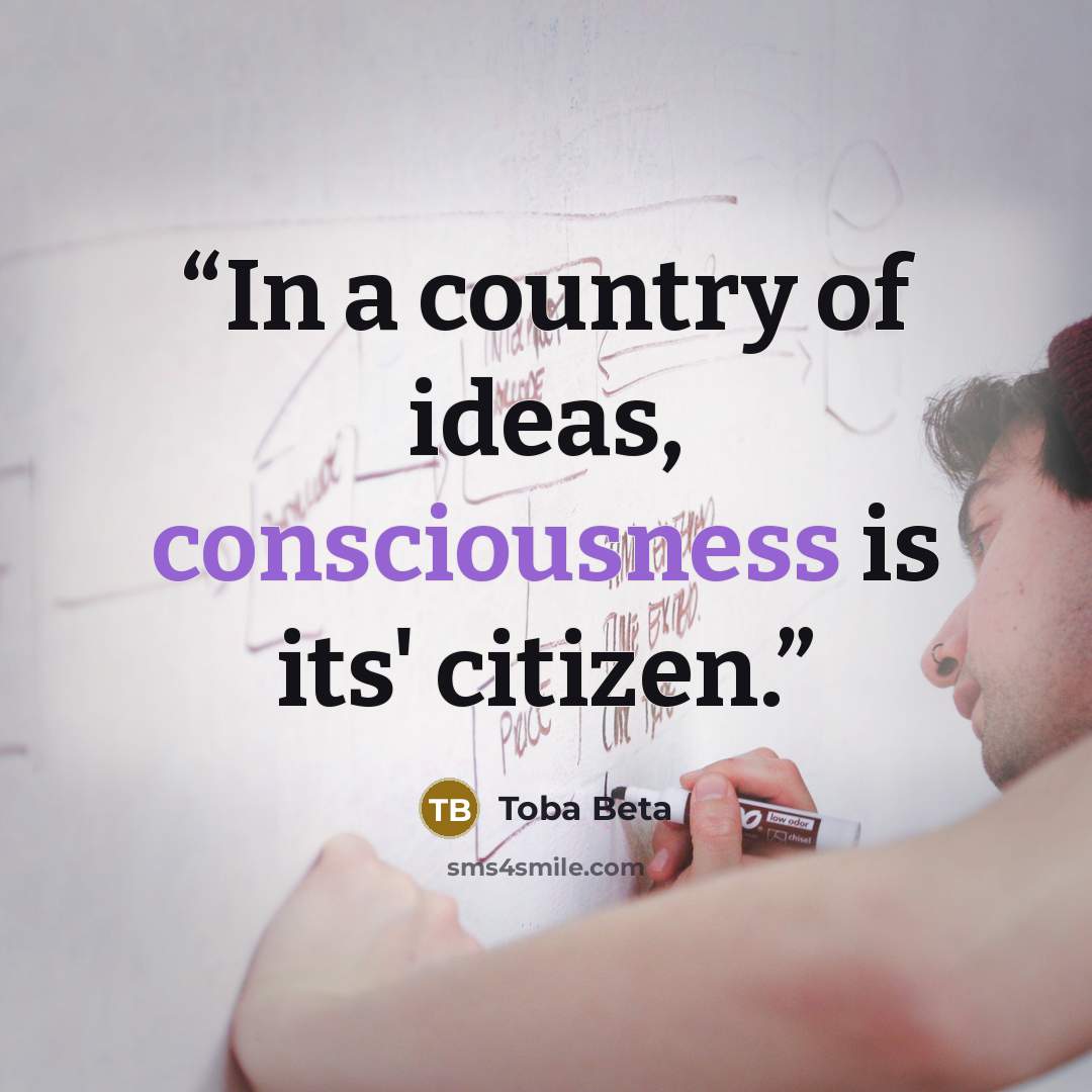 “In a country of ideas, consciousness is its' citizen.” quote by Toba Beta