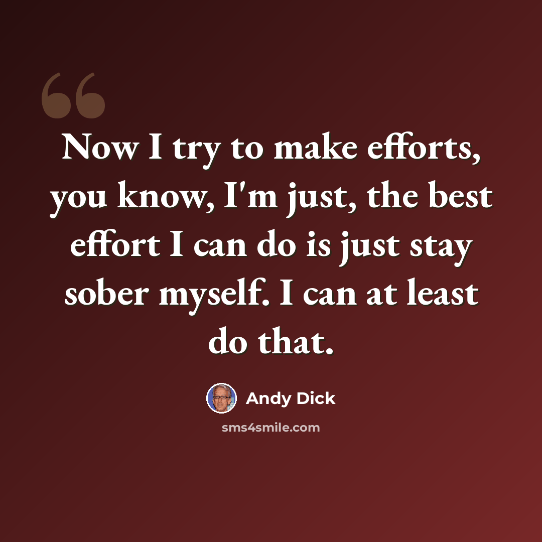 “Now I try to make efforts, you know, I'm just, the best effort I can do is just stay sober myself. I can at least do that.” quote by Andy Dick