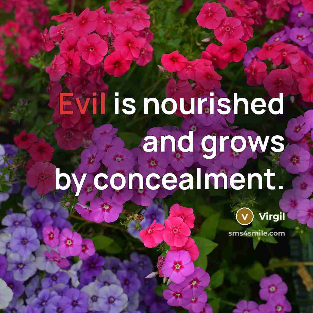 “Evil is nourished and grows by concealment.” quote by Virgil