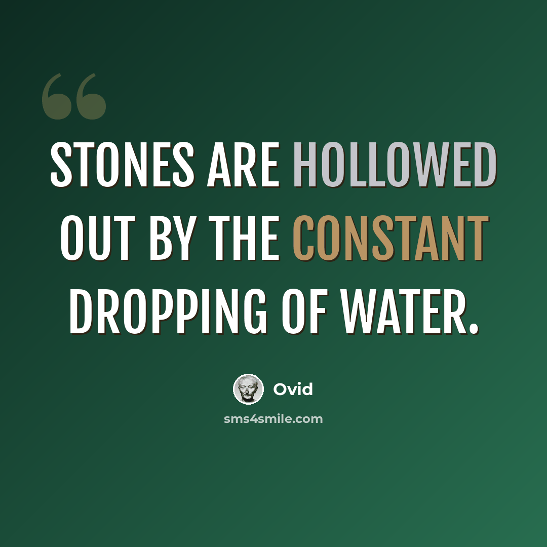 “Stones are hollowed out by the constant dropping of water.” quote by Ovid