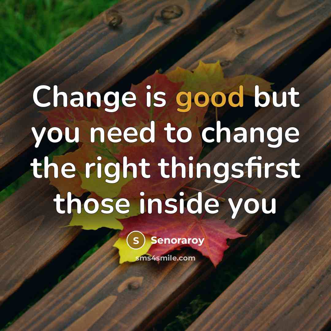 “Change is good but you need to change the right thingsfirst those inside you” quote by Senoraroy