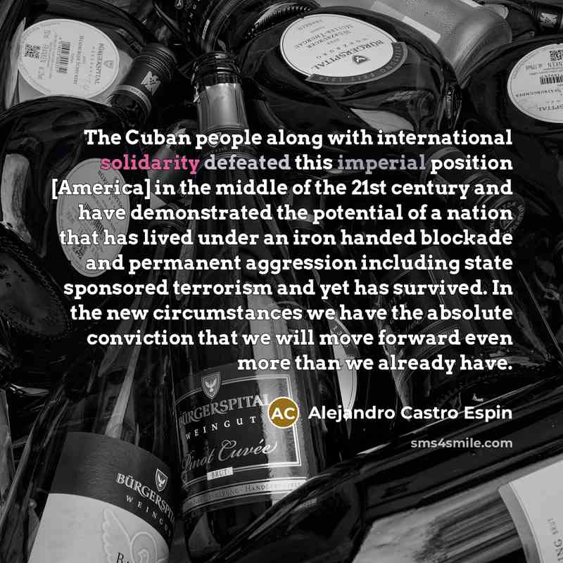 “The Cuban people along with international solidarity defeated this imperial position [America] in the middle of the 21st century and have demonstrated the potential of a nation that has lived under an iron handed blockade and permanent aggression including state sponsored terrorism and yet has…” quote by Alejandro Castro Espin