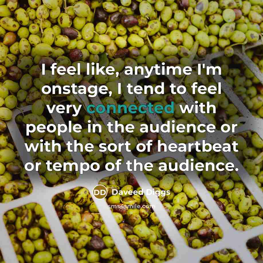 “I feel like, anytime I'm onstage, I tend to feel very connected with people in the audience or with the sort of heartbeat or tempo of the audience.” quote by Daveed Diggs