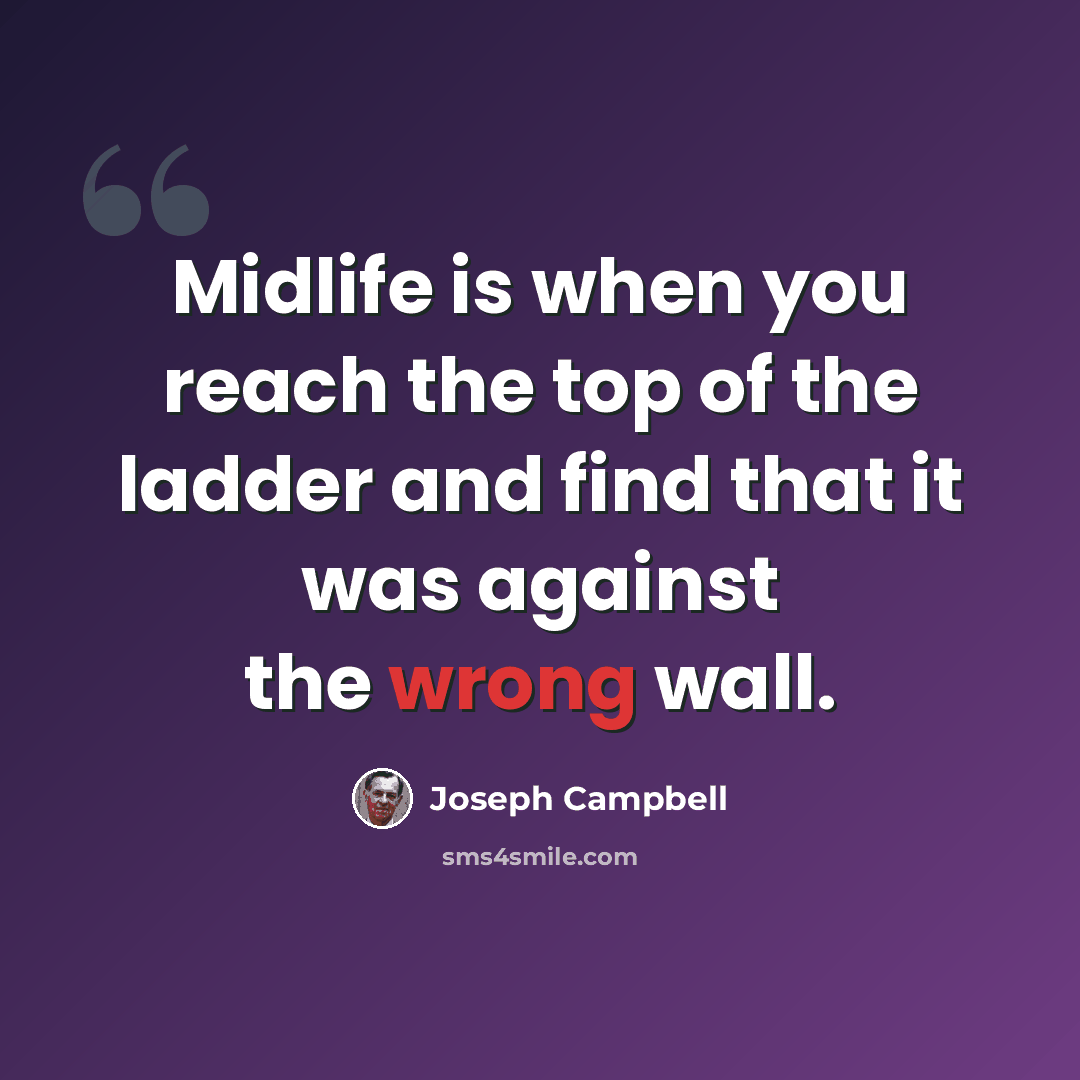 “Midlife is when you reach the top of the ladder and find that it was against the wrong wall.” quote by Joseph Campbell