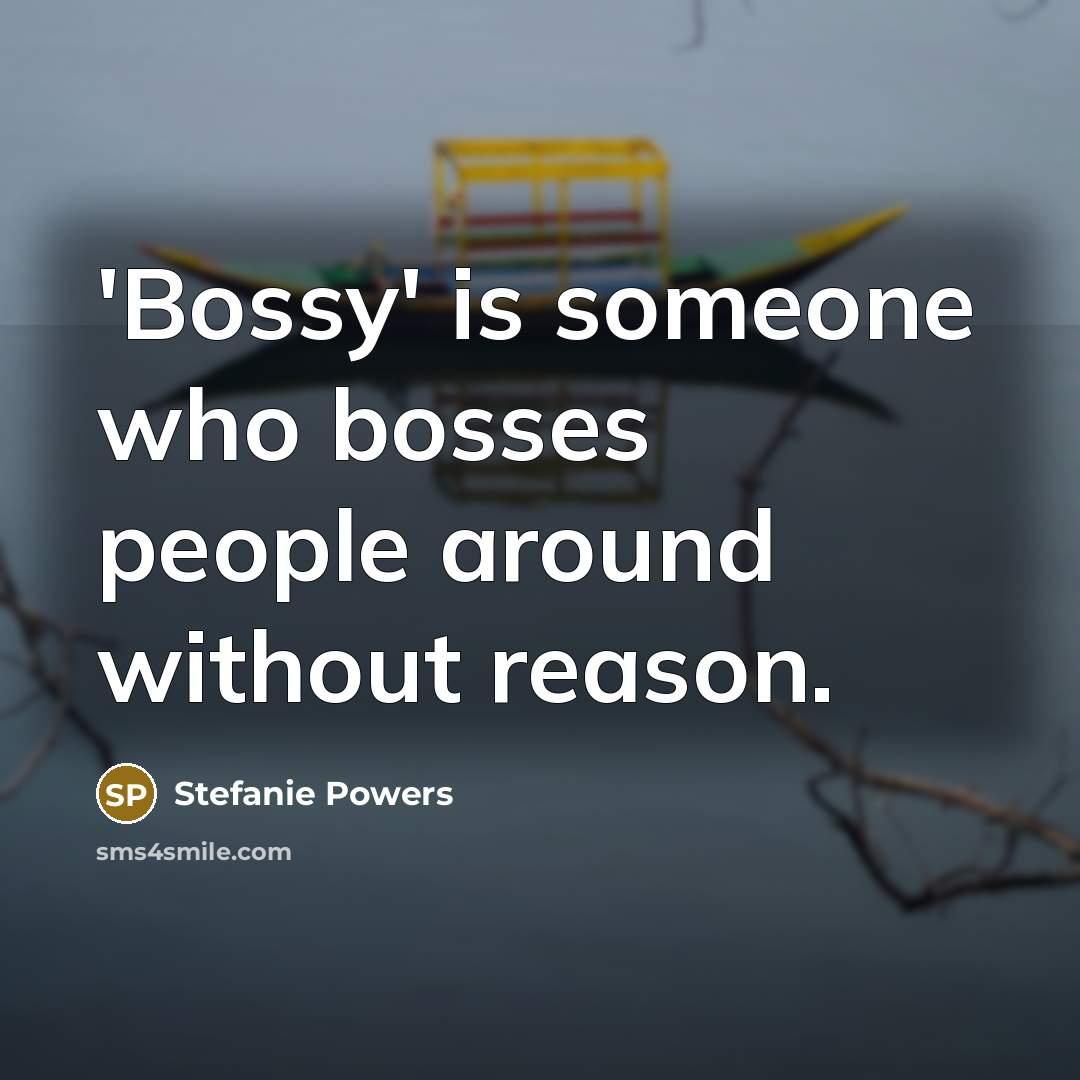 “'Bossy' is someone who bosses people around without reason.” quote by Stefanie Powers