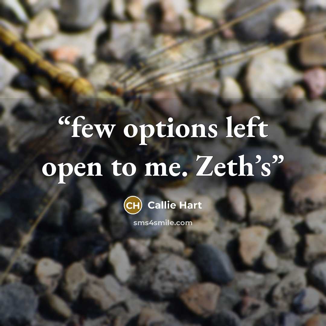 “few options left open to me. Zeth’s” quote by Callie Hart