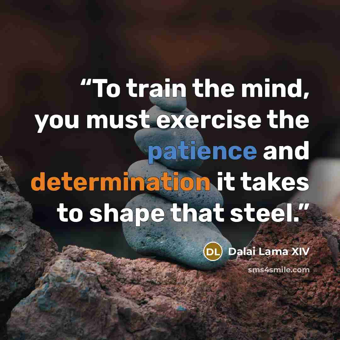 “To train the mind, you must exercise the patience and determination it takes to shape that steel.” quote by Dalai Lama XIV
