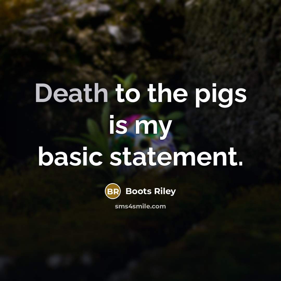 “Death to the pigs is my basic statement.” quote by Boots Riley