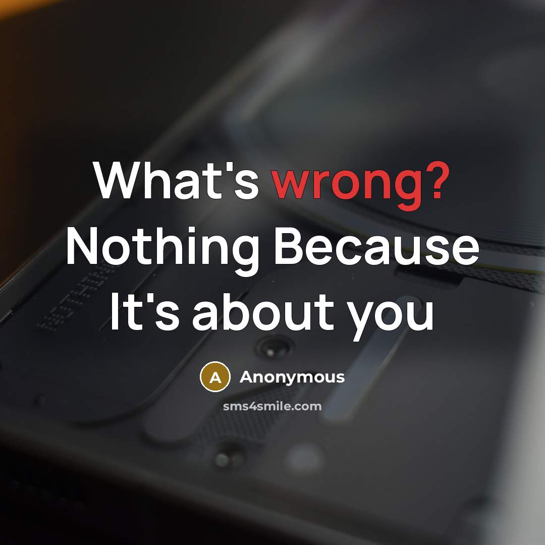 “What's wrong? Nothing Because It's about you” quote by Anonymous