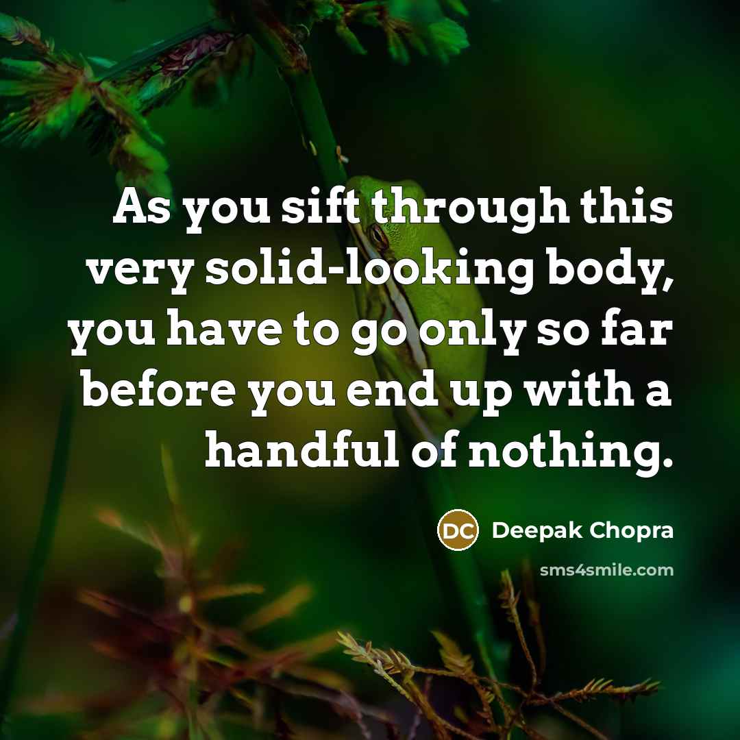 “As you sift through this very solid-looking body, you have to go only so far before you end up with a handful of nothing.” quote by Deepak Chopra