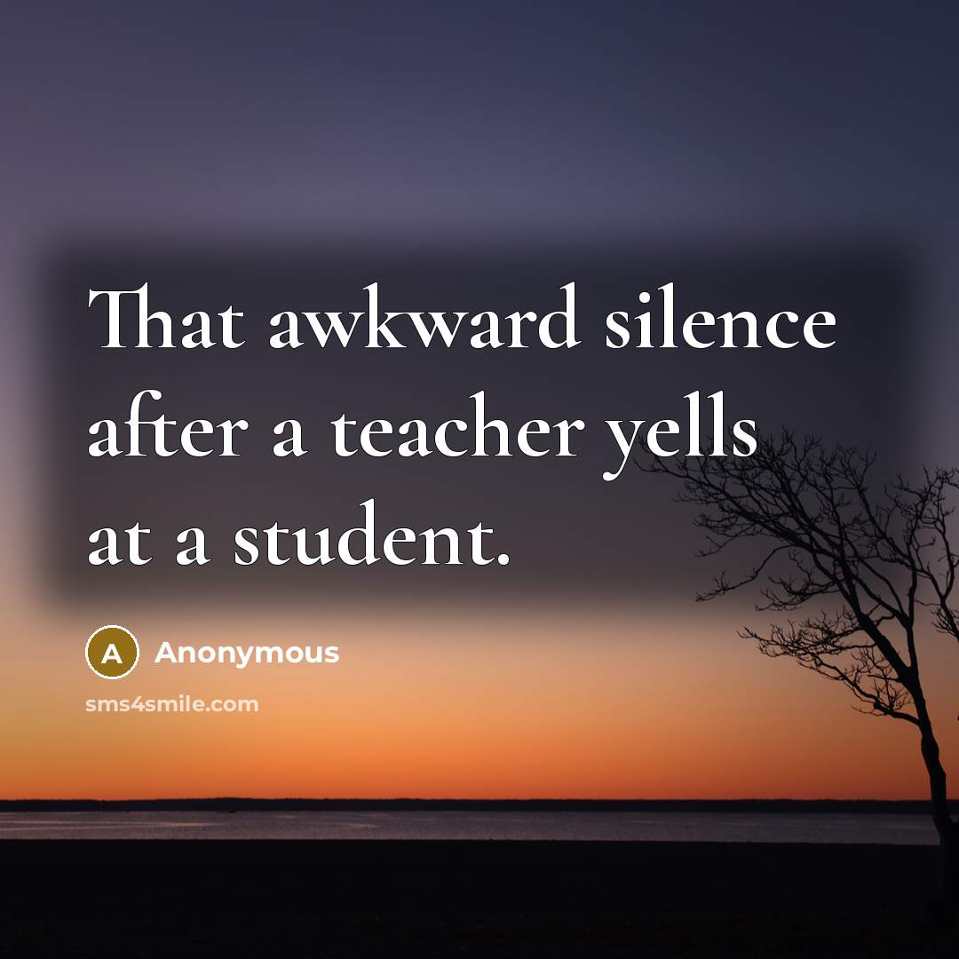 “That awkward silence after a teacher yells at a student.” quote by Anonymous