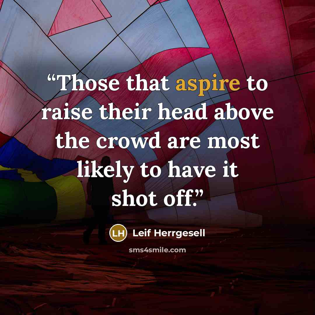 “Those that aspire to raise their head above the crowd are most likely to have it shot off.” quote by Leif Herrgesell