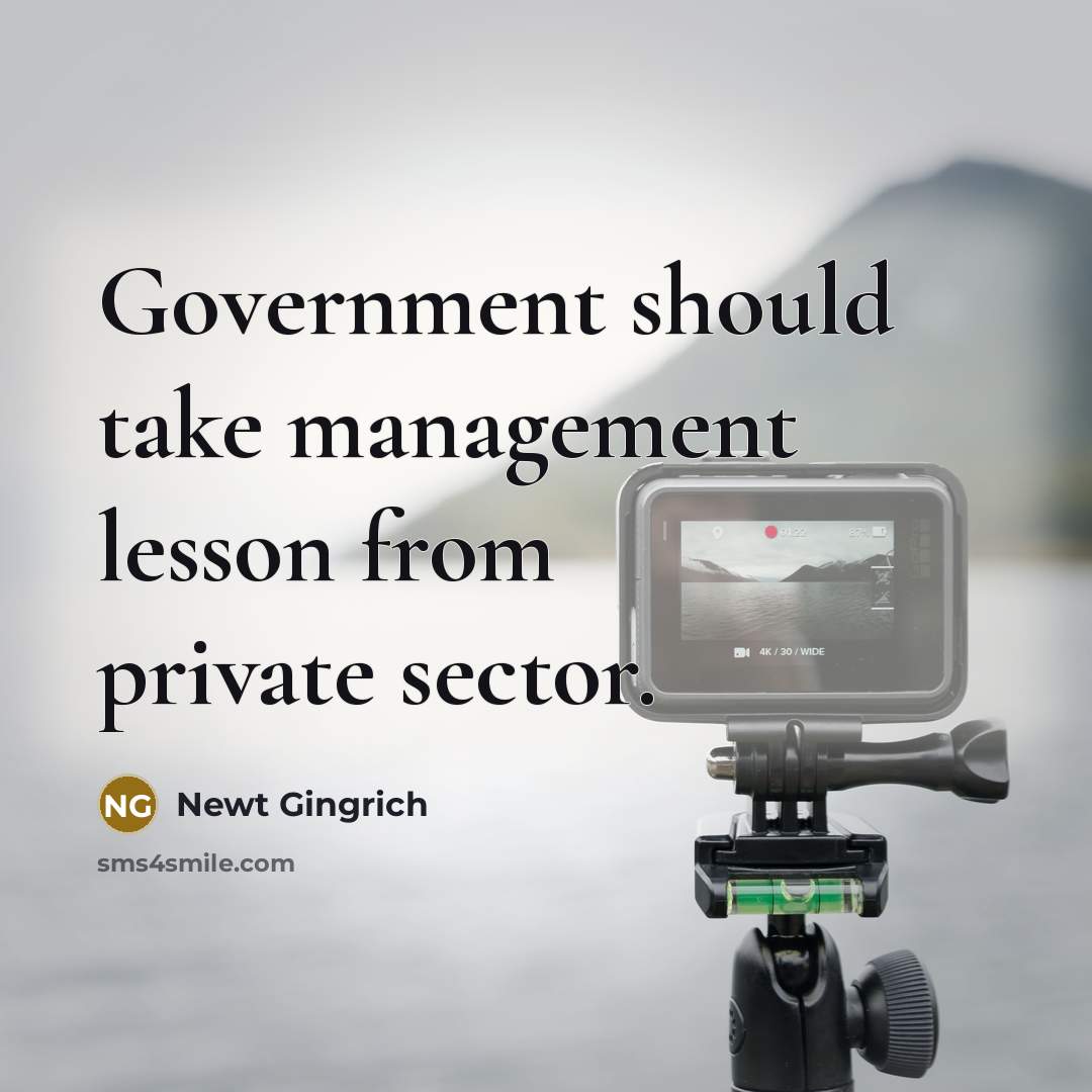 “Government should take management lesson from private sector.” quote by Newt Gingrich