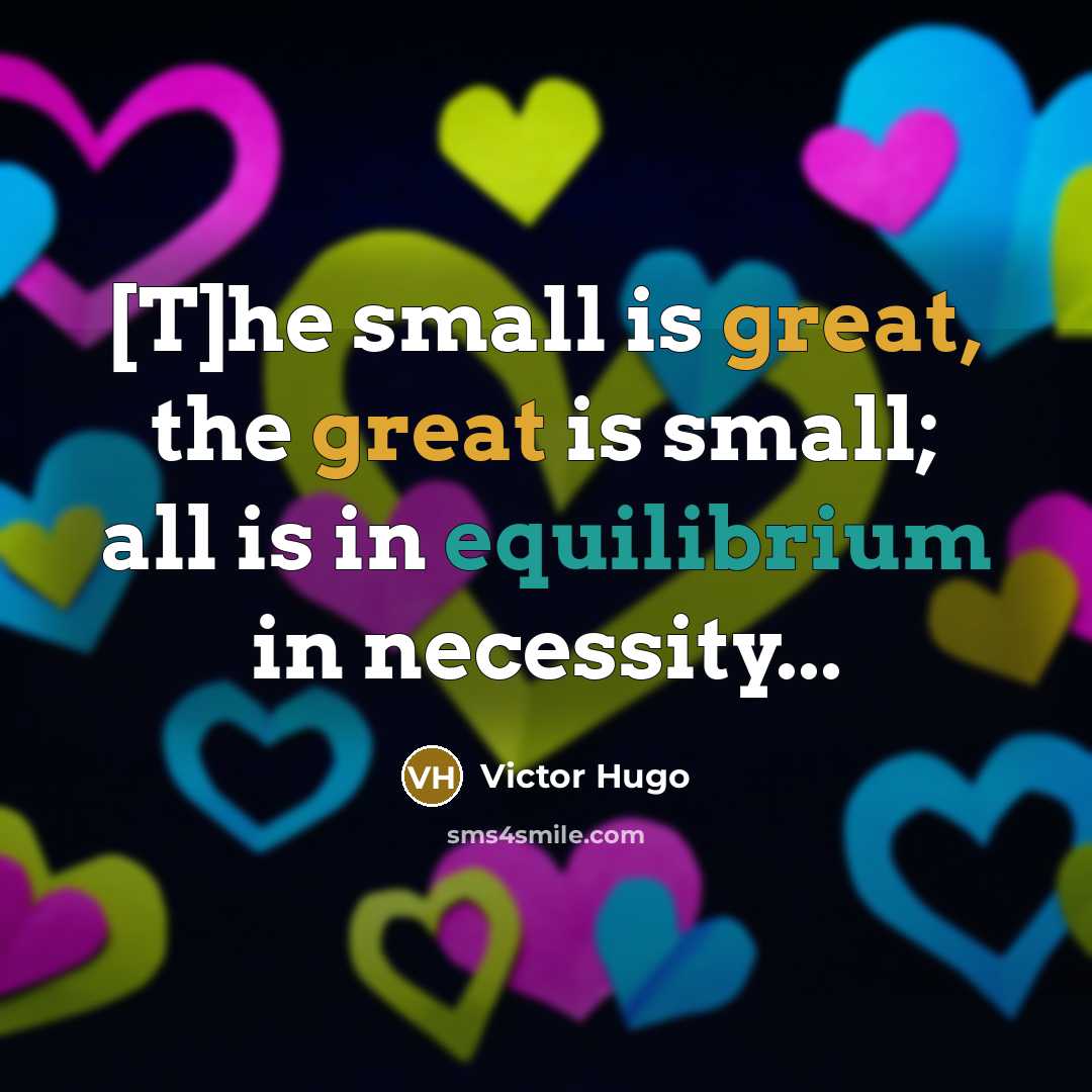 “[T]he small is great, the great is small; all is in equilibrium in necessity...” quote by Victor Hugo
