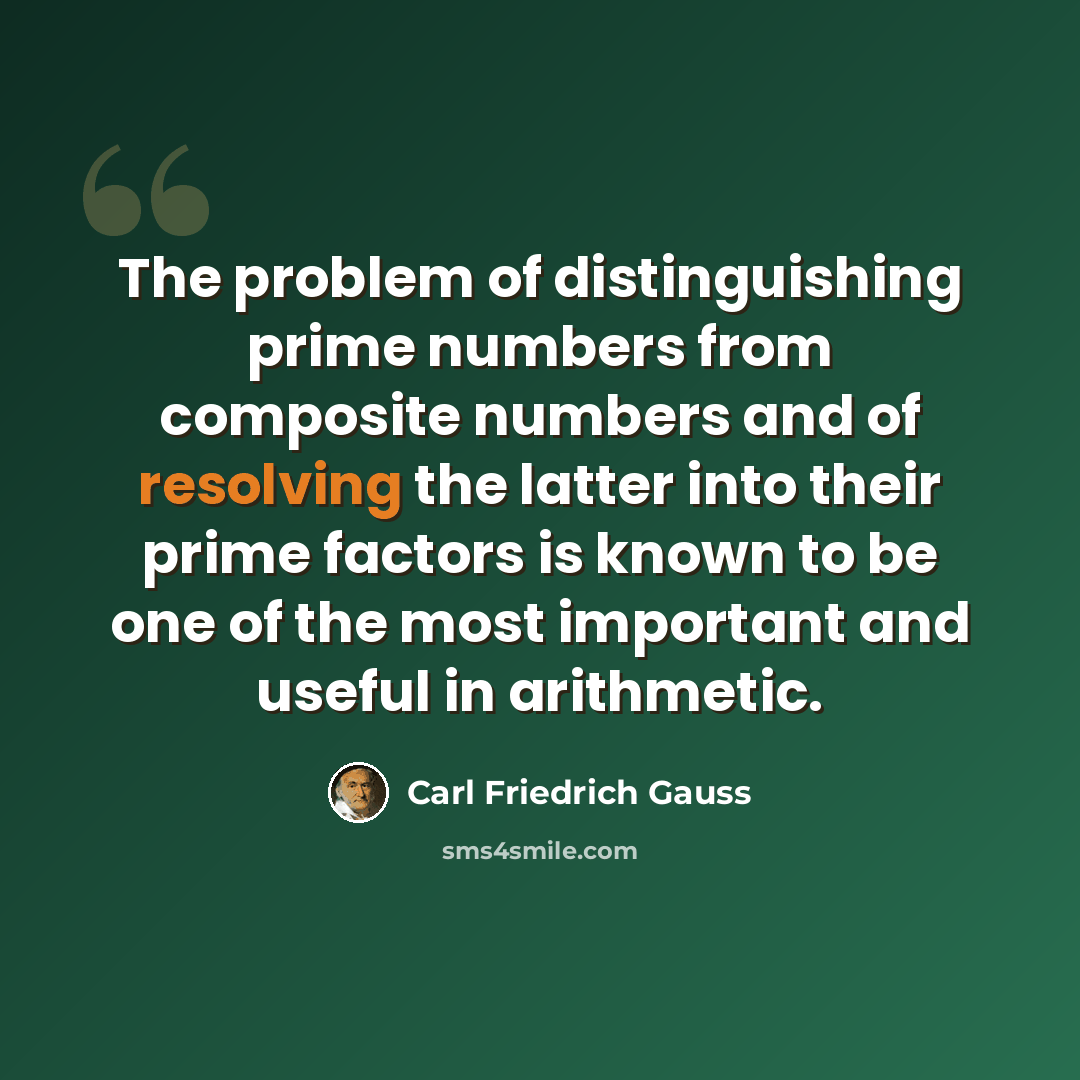“The problem of distinguishing prime numbers from composite numbers and of resolving the latter into their prime factors is known to be one of the most important and useful in arithmetic.” quote by Carl Friedrich Gauss