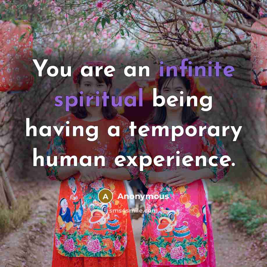 “You are an infinite spiritual being having a temporary human experience.” quote by Anonymous
