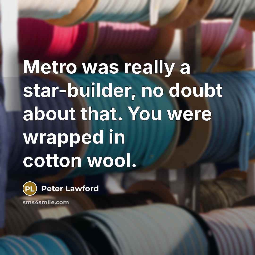 “Metro was really a star-builder, no doubt about that. You were wrapped in cotton wool.” quote by Peter Lawford