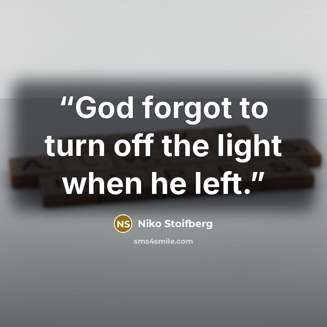 “God forgot to turn off the light when he left.” quote by Niko Stoifberg
