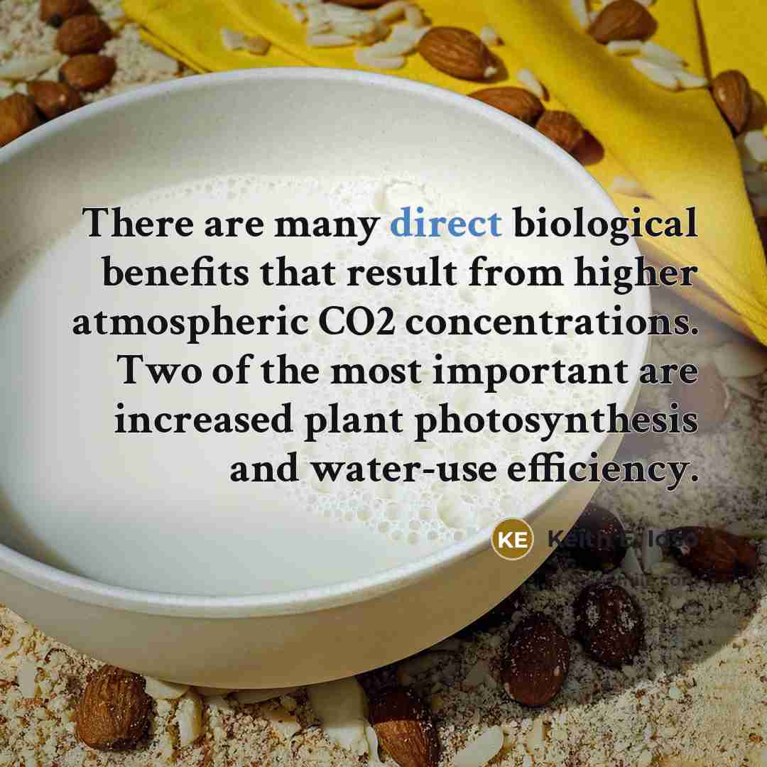 “There are many direct biological benefits that result from higher atmospheric CO2 concentrations. Two of the most important are increased plant photosynthesis and water-use efficiency.” quote by Keith E. Idso