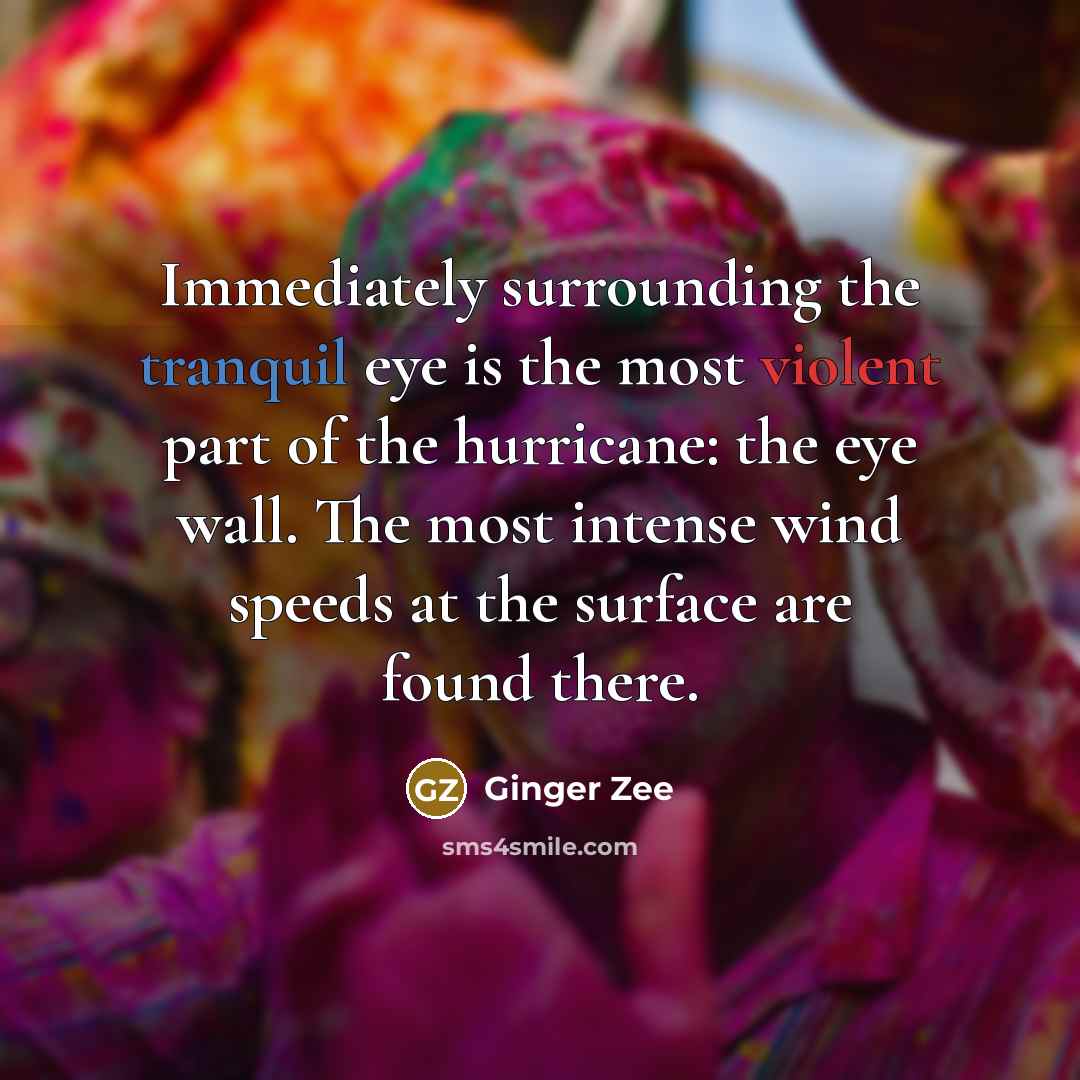 “Immediately surrounding the tranquil eye is the most violent part of the hurricane: the eye wall. The most intense wind speeds at the surface are found there.” quote by Ginger Zee