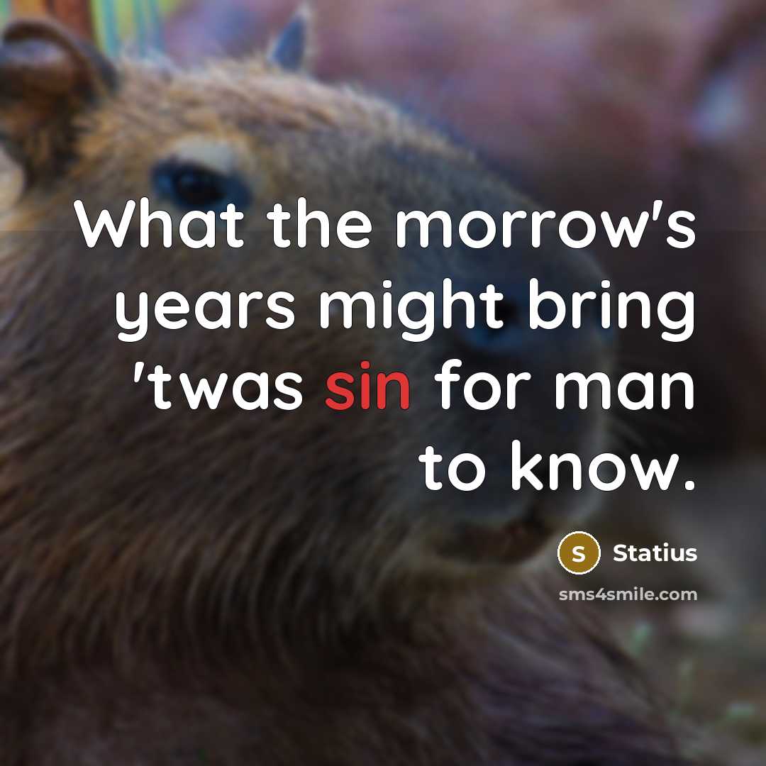 “What the morrow's years might bring 'twas sin for man to know.” quote by Statius