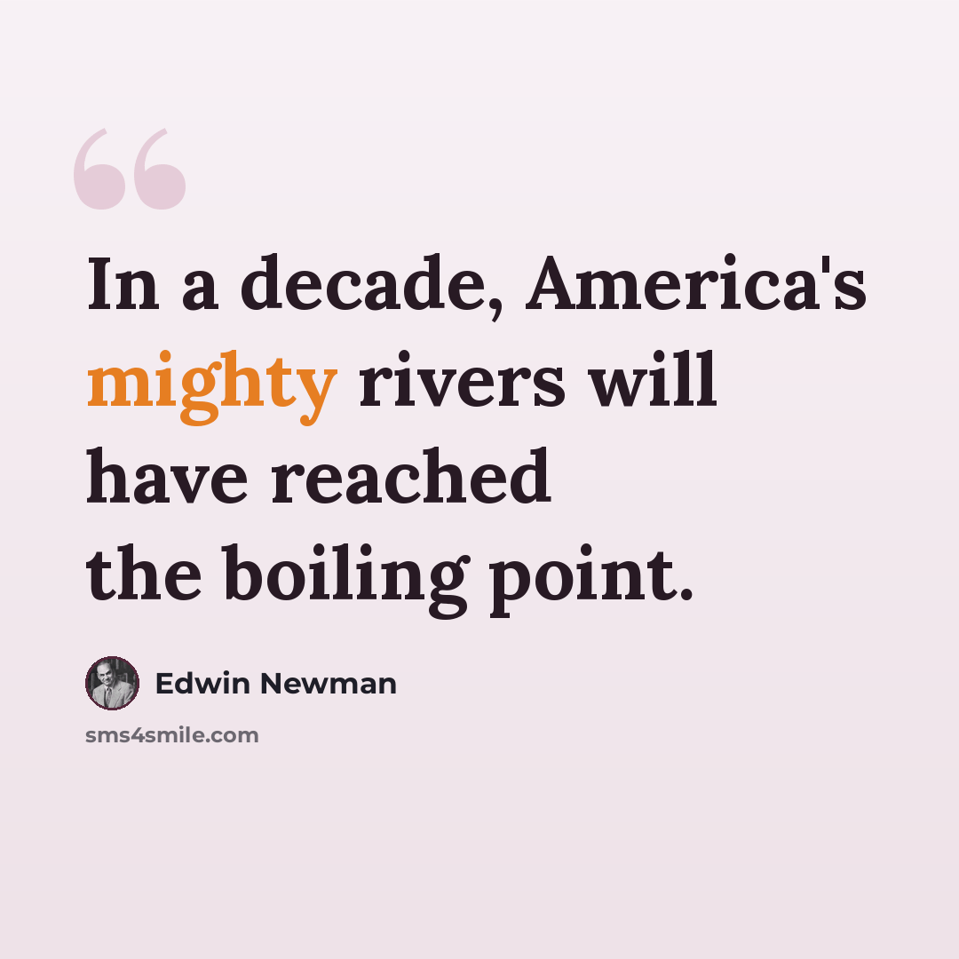 “In a decade, America's mighty rivers will have reached the boiling point.” quote by Edwin Newman