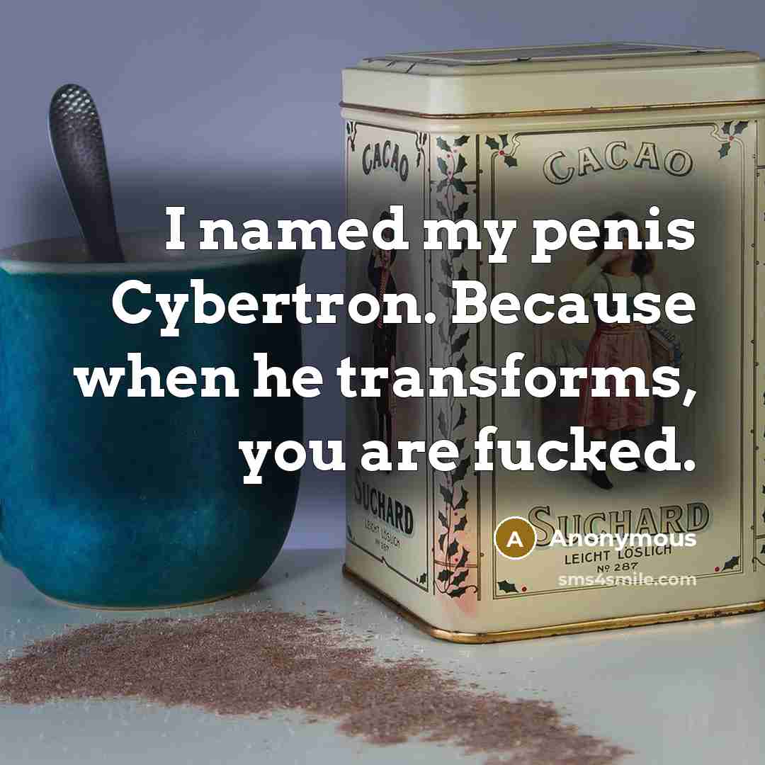 “I named my penis Cybertron. Because when he transforms, you are fucked.” quote by Anonymous