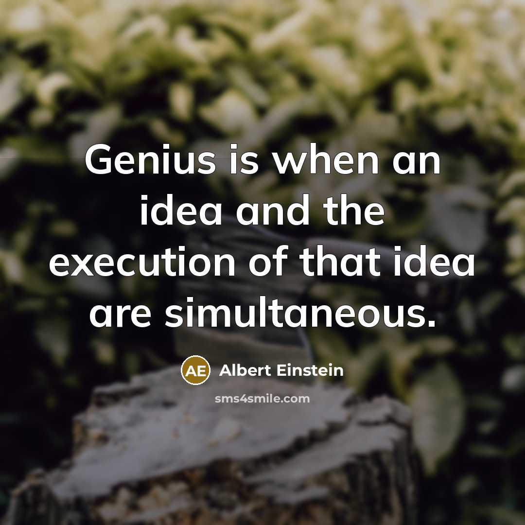 “Genius is when an idea and the execution of that idea are simultaneous.” quote by Albert Einstein