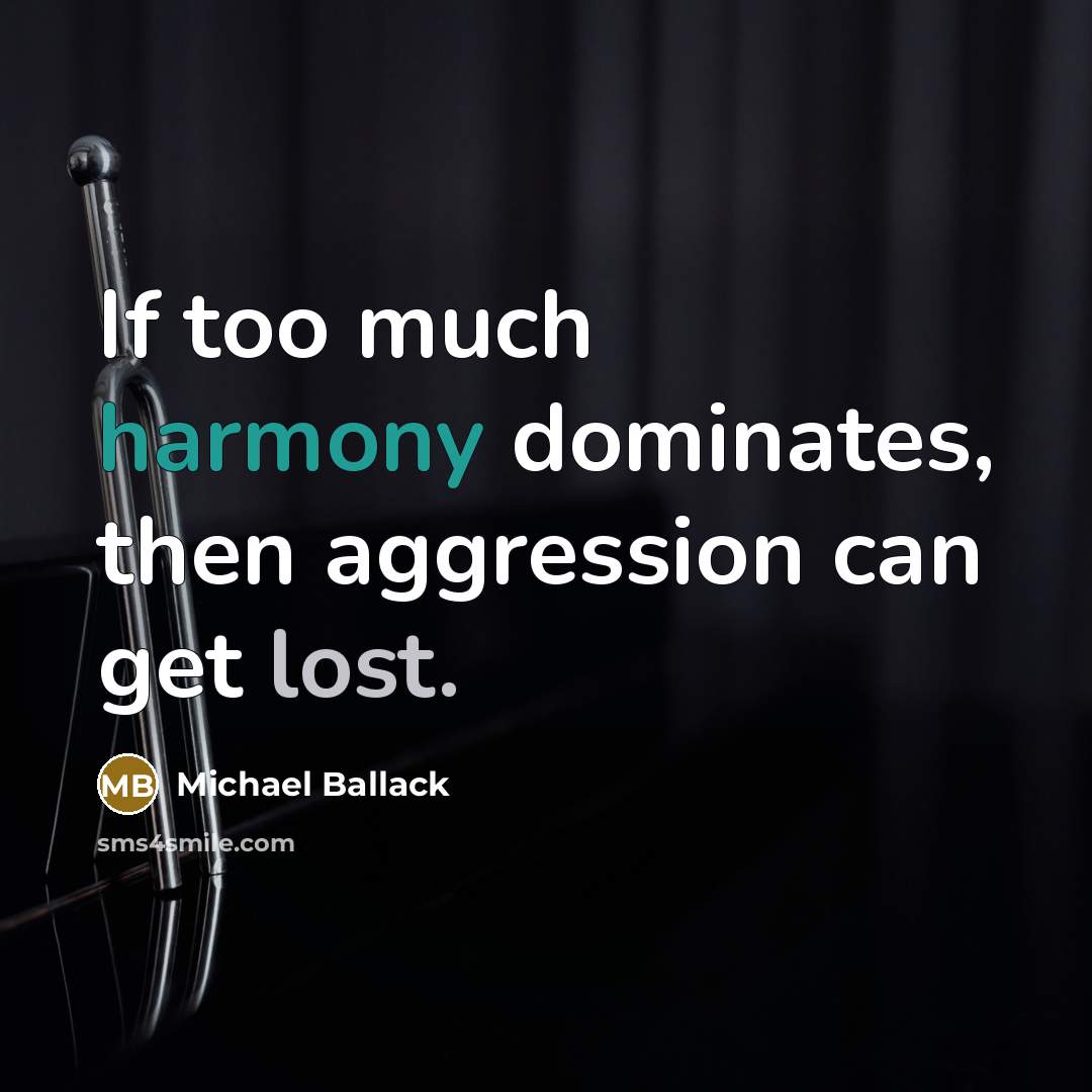 “If too much harmony dominates, then aggression can get lost.” quote by Michael Ballack