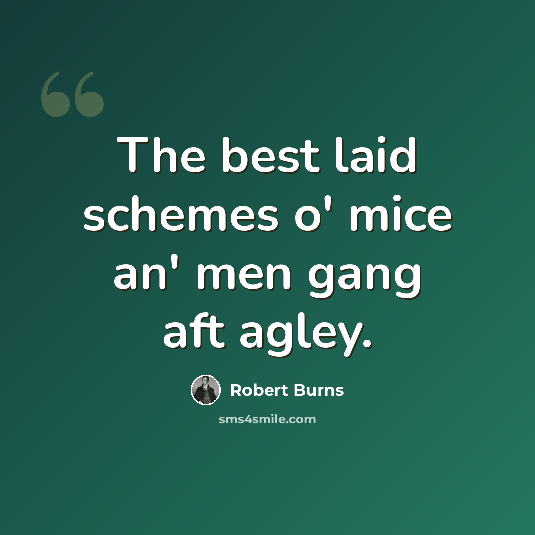 “The best laid schemes o' mice an' men gang aft agley.” quote by Robert Burns